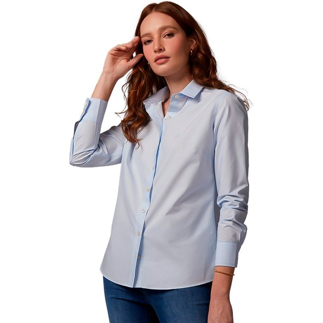 Camisa Dudalina Tricoline Regular OU24 Azul Feminino