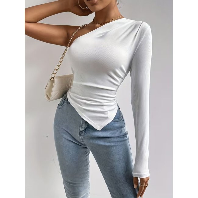 Blusa Feminina Assimétrica Nula Manga CKF Wear Branca
