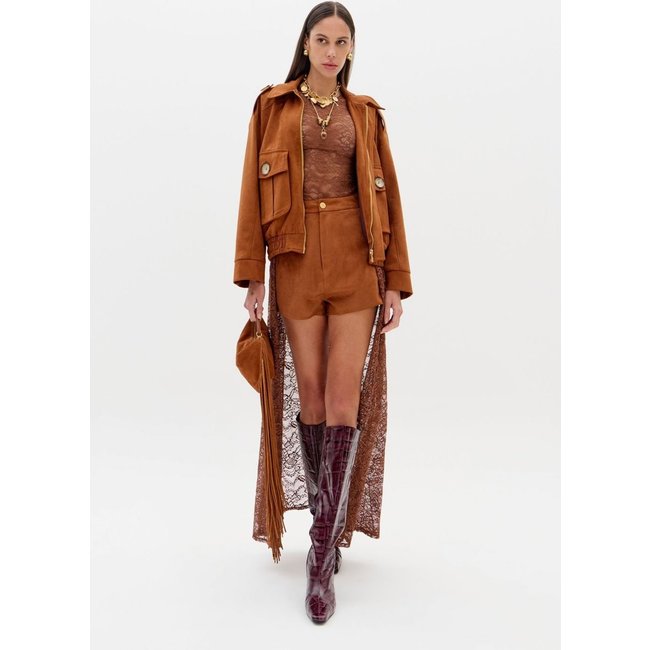 Short Cintura Alta Malha Suede Lança Perfume