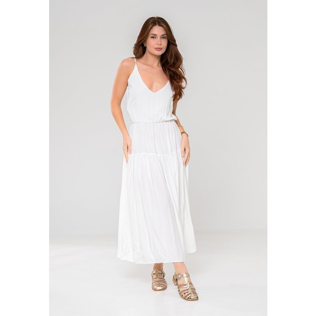 Vestido Aura Solange Viscose Maquinetada Off