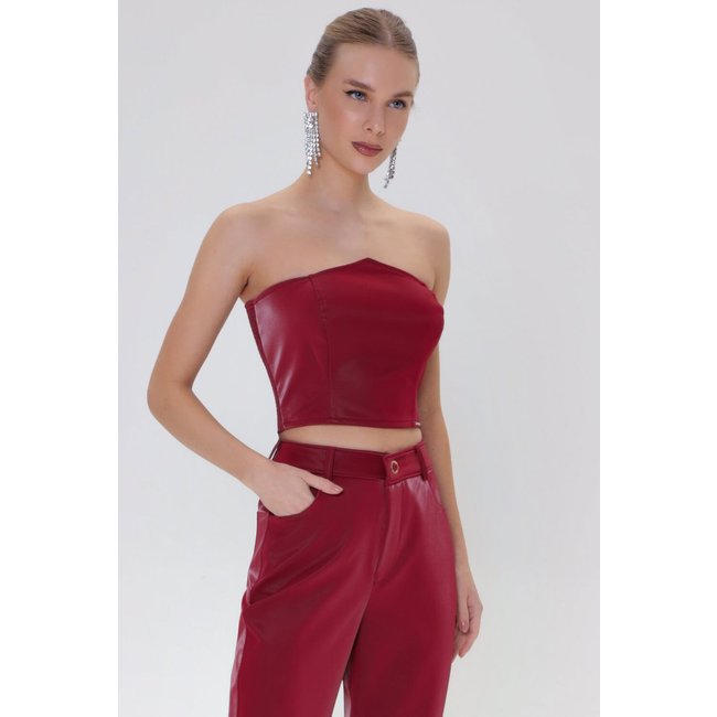 CROPPED SEXY COURO PU CHERRY CHERRY Gatabakana