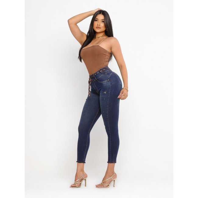 Calça Jeans Panicat Modeladora Feminina Empina Bumbum com Cinto - PN010060