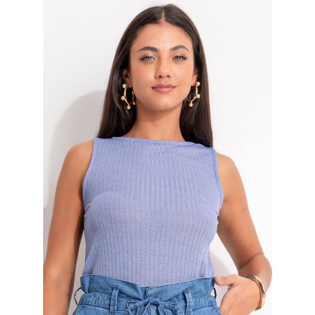 Blusa Em Malha Tricô Quintess Azul