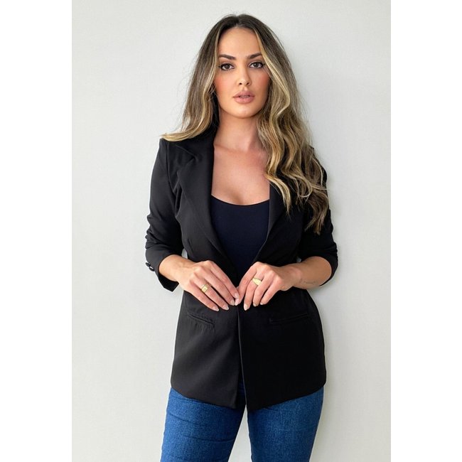 Blazer Alfaiataria Alongado Preto