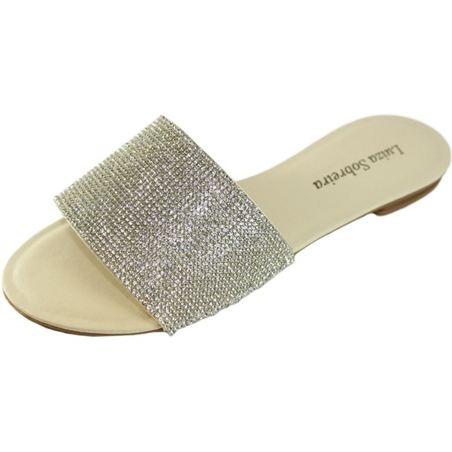 Rasteira Luiza Sobreira Off White Strass Cristal Mod. 2035