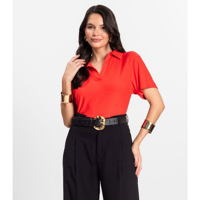Blusa Feminina Manga Curta em Visco Rovitex Laranja