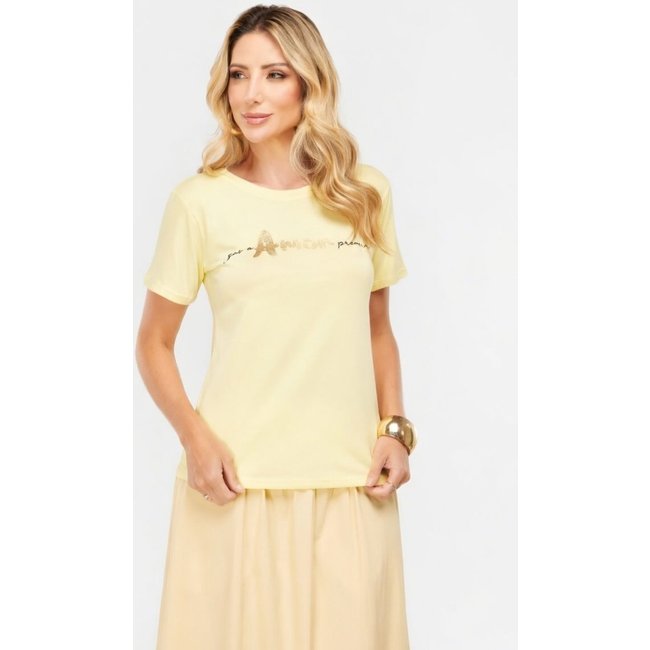 T-Shirt D Bell Outlet Fashion Tshirt Especial Tshirt Foil - Que o Amor Prevaleça Amarelo