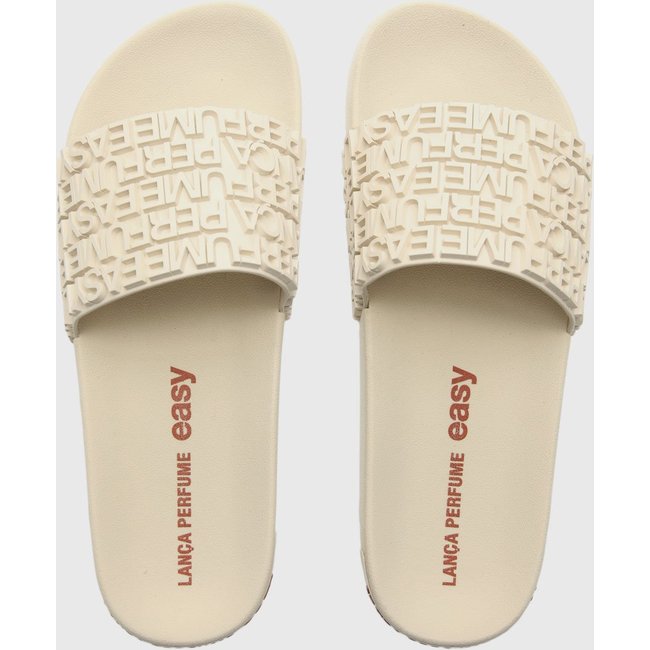 Chinelo Slide Feminino Lança Perfume Logo Bege