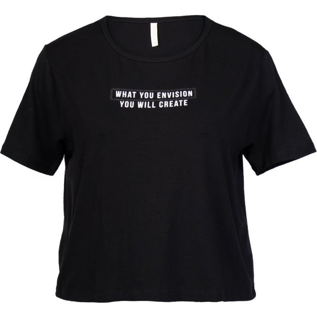 Cropped Feminino Rechsul Plus Size Estampa Lettering Preto