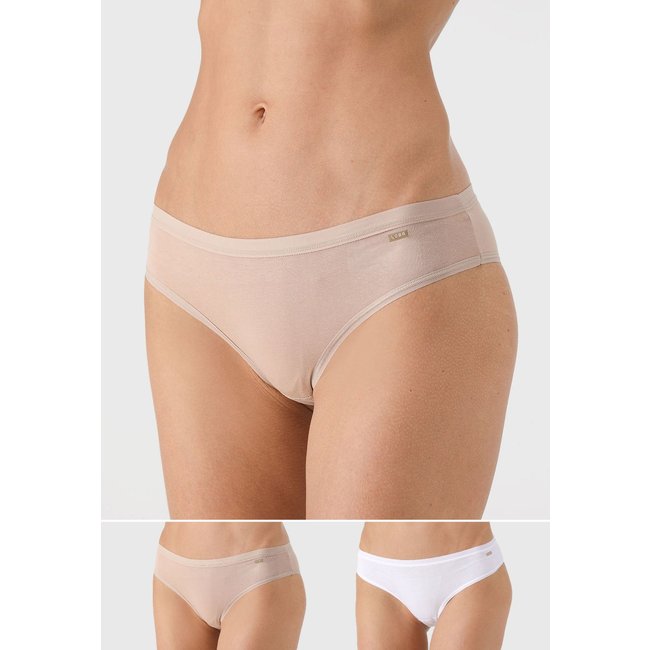 Kit 2pçs Calcinha Lupo Biquíni Loba Clássica Bege e Branca