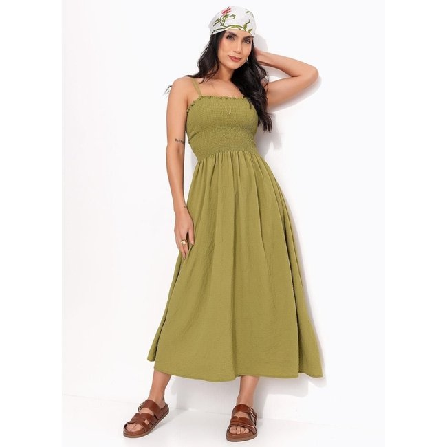 Vestido Em Malha Anarruga Quintess Verde