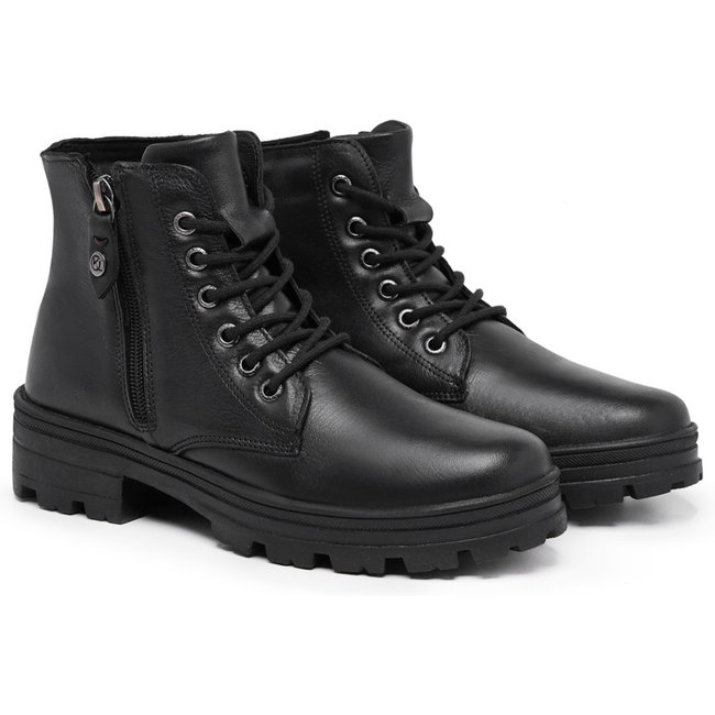 Bota Coturno Feminino de Couro Mod.0905Megg Preto
