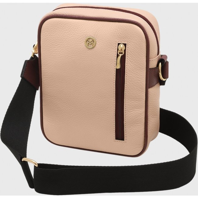 Bolsa Crossbody de Couro Mariart Amy Vinho/Chiclete