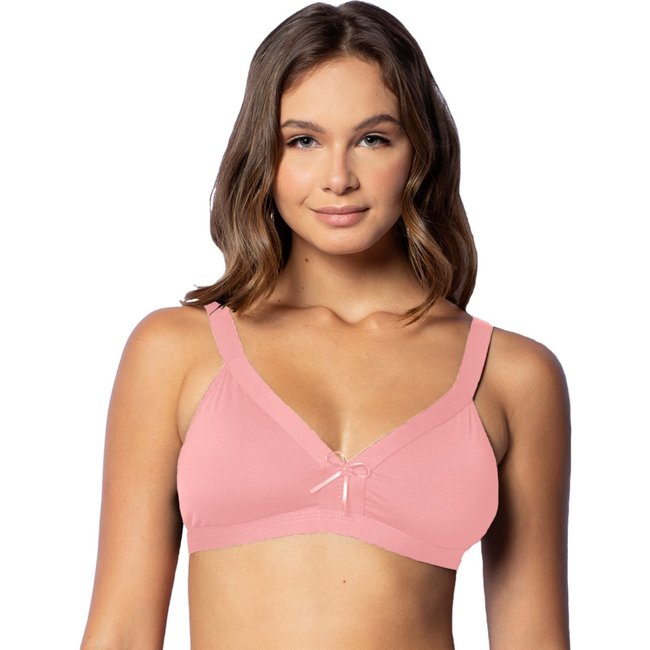 Sutiã Gabi Lingerie Feminino Sem Bojo Liso Confortável Microfibra Básico Poliamida Rose