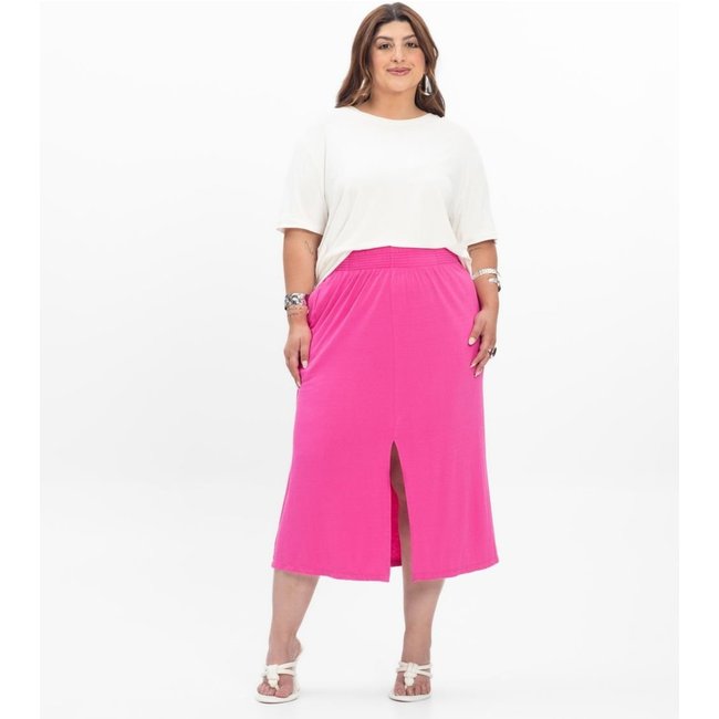 Saia Super Midi Feminina Plus Size Secret Glam Rosa