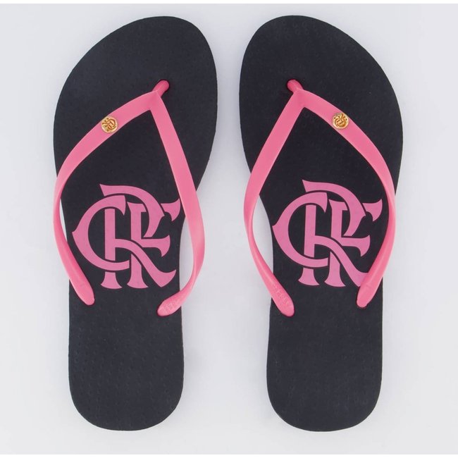 Chinelo Flamengo Basic CRF Feminino Preto e Rosa
