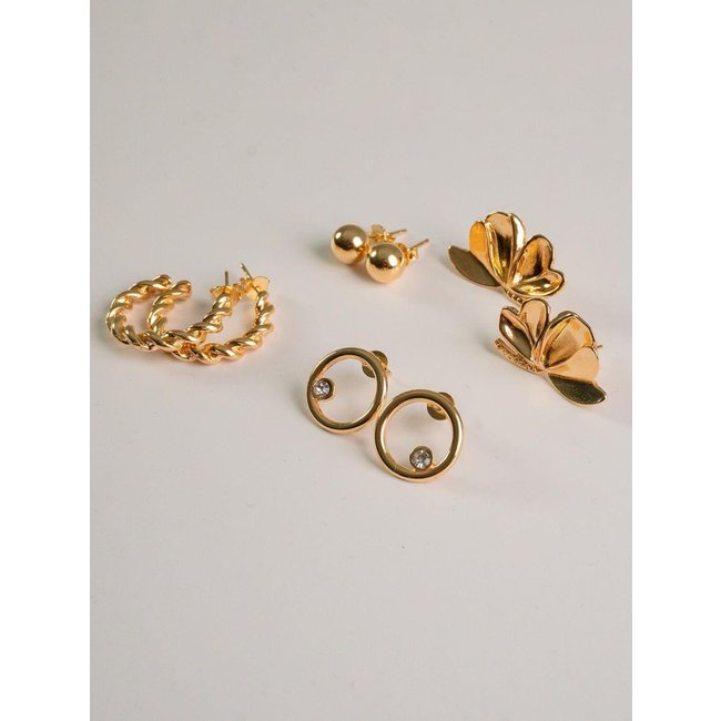 kit 04 brincos argola e pétala de flor