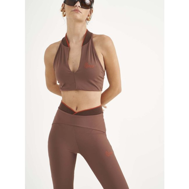 Top Colcci Slim Light Com Decote V Marron
