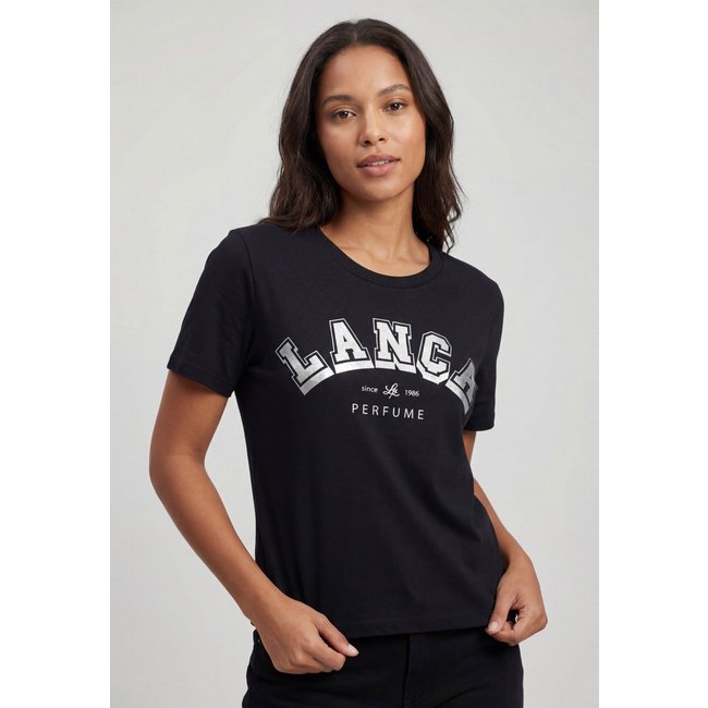 Camiseta Feminina Lança Perfume Estampa Frontal Preta