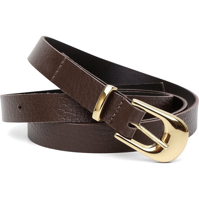 Cinto Feminino Vittal Lia Slim Couro Café Fivela de Pino Delicado