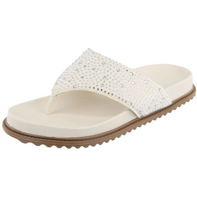 Sandalia Papete De Dedo Brilho Pedraria Strass Cristais Fino Lançamento 2024 Agnes Veronez Off White