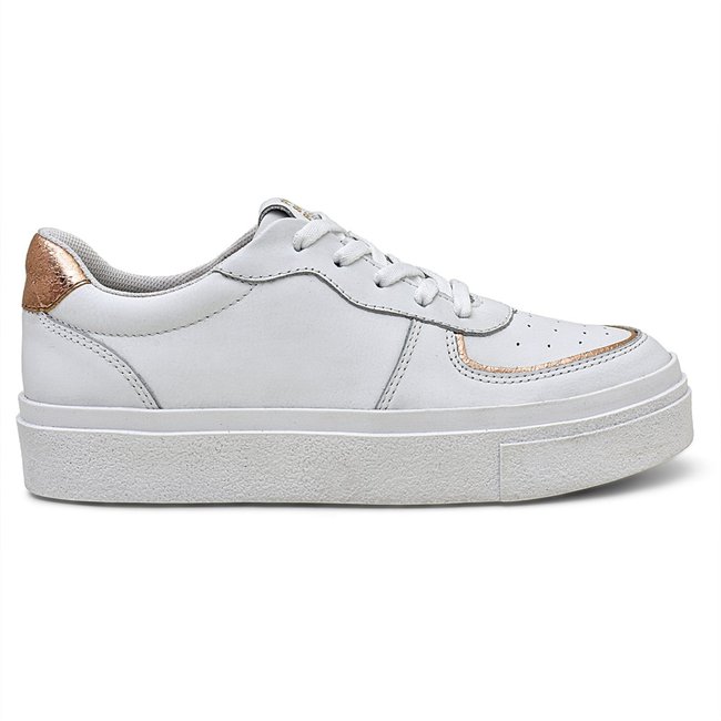 Tenis Feminino Ipê Mulato Classico Em Couro Premium Confortavel cor Branco e Ouro
