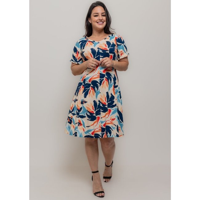 Vestido Pau a Pique Estampado Azul AZUL - XL Pau a Pique