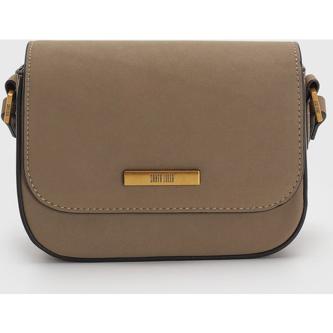 Bolsa Pequena Santa Lolla Detalhe Metálico Bege