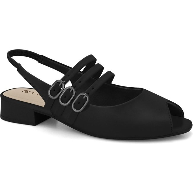Slingback Feminino Salto Baixo Peep Toe Preto Ramarim 2419232-6