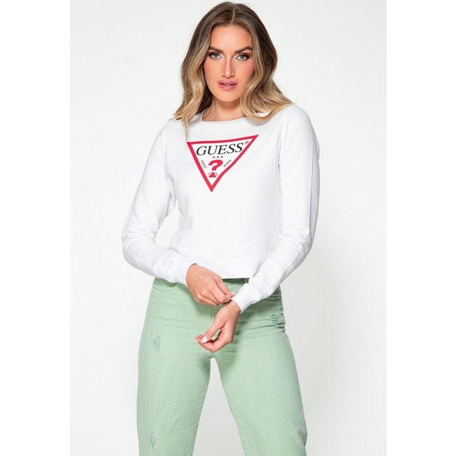 Blusa de Moletom Logo Triângulo Guess Branco