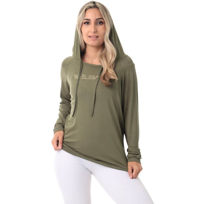 Blusa Feminina Manga Longa Elegance Verde Militar
