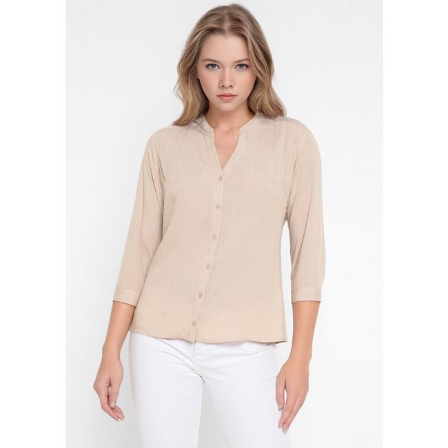 Camisa Intens Manga 3/4 Viscose Bege