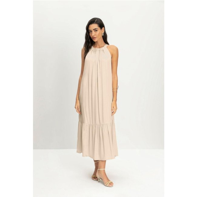 Vestido feminino longo de cetim Essendi -Natural Off-white