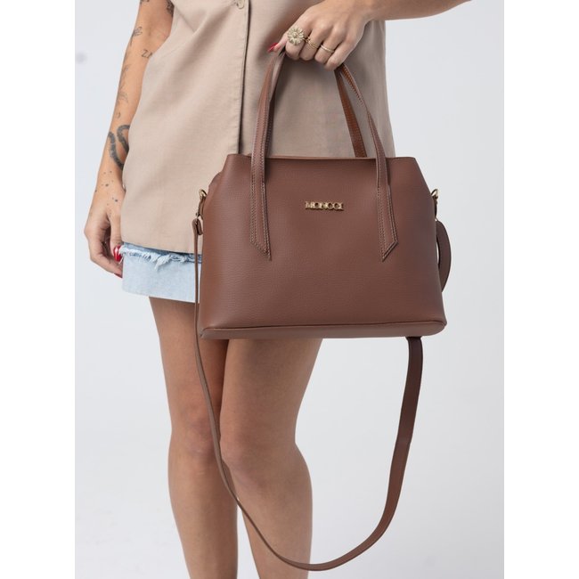 Bolsa Moncci Média Alça transversal e alça de mão Caramelo