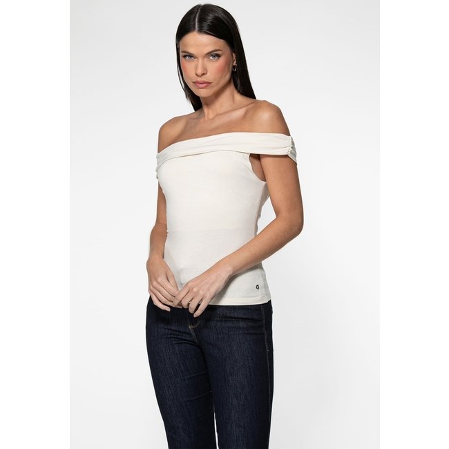 Blusa Guess Malha Ombro A Ombro Creme