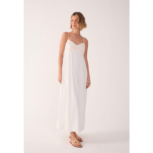 Vestido Feminino Dress To Cropped Linho Bordado Busto Branco