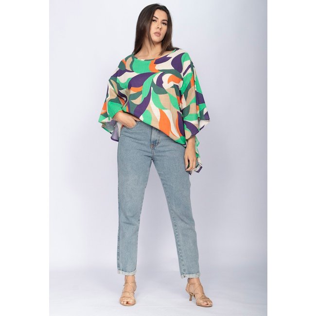 Blusa Amazonia Vital Poncho Estampa Brisa do Mar