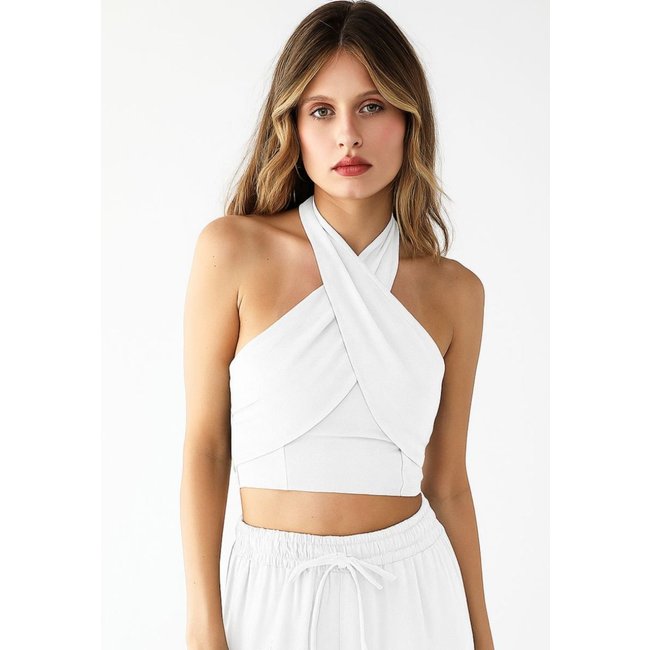 Blusa Cropped Levosch De Linho Multiformas Branco