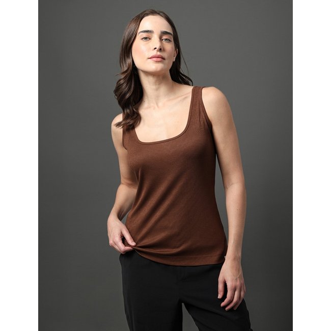 Regata Feminina Decote Quadrado Calvin Klein Jeans - Marrom Calvin Klein Jeans