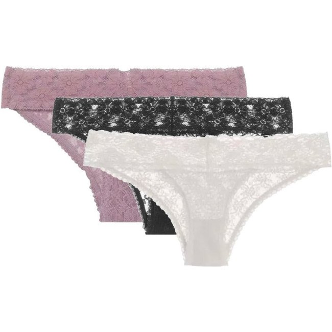 Kit 3 Calcinhas Biquíni Sweet Lace Preto e Branco e Quail Loungerie