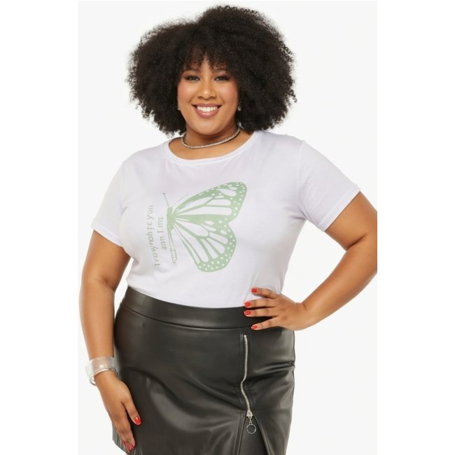 T-shirt Plus Size D Bell Outlet Fashion Say I am Branco