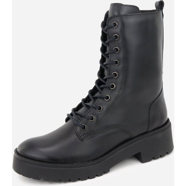 Bota Maria Paua Store Coturno Feminino Tratorado Couro Estilo Blogueira Preto