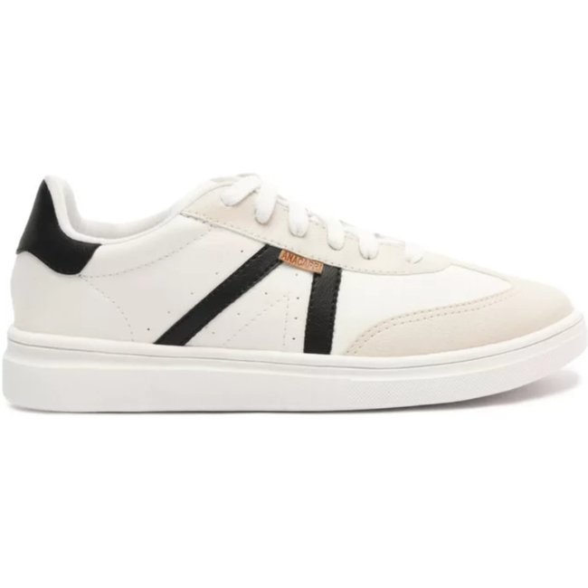 Tenis Anacapri Pontilhado Lateral Branco e Preto Anacapri Branco