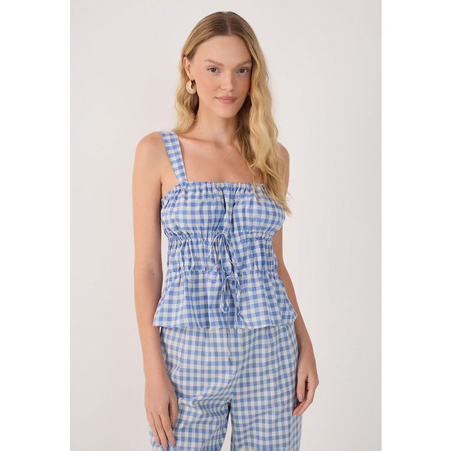 Regata Dress To Acinturada Xadrez Azul