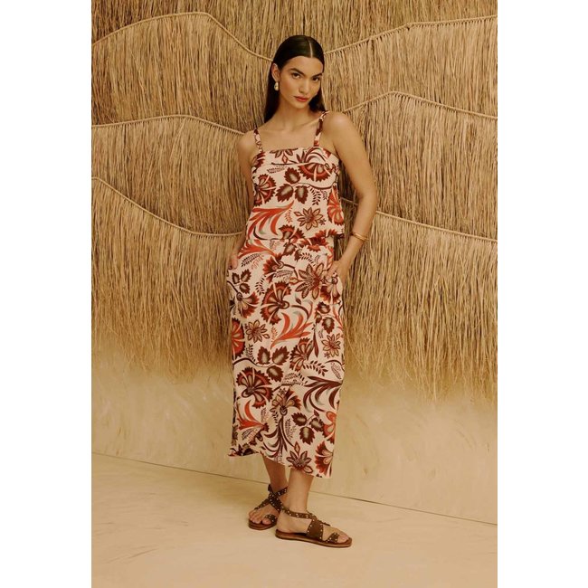 Saia Midi com Pregas Estampada Tika