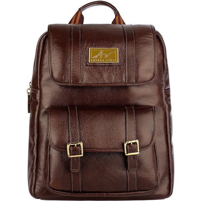 Mochila de couro liso Trip - Café
