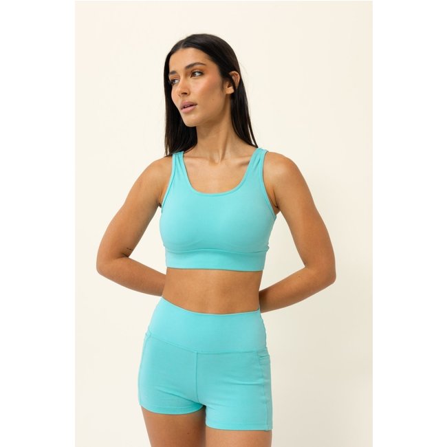 Top Fitness Decote V Azul Piscina