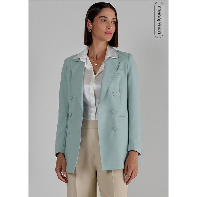 Blazer Transpassado Verde Água Flayca