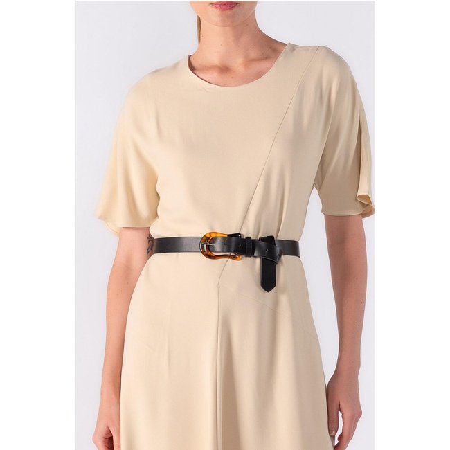 Vestido midi gode com manga morcego Bege