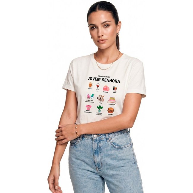 Camiseta Feminina Cianitas Branca Estampa Jovem Senhora